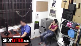 Shoplyfter – Sexy Brunette Teen Caught Slinging Store Good In Her Bra Gets Interrogated