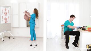 Nurse Gets a Glory Hole Ass Fuck – Eden Ivy & Athena Fleurs